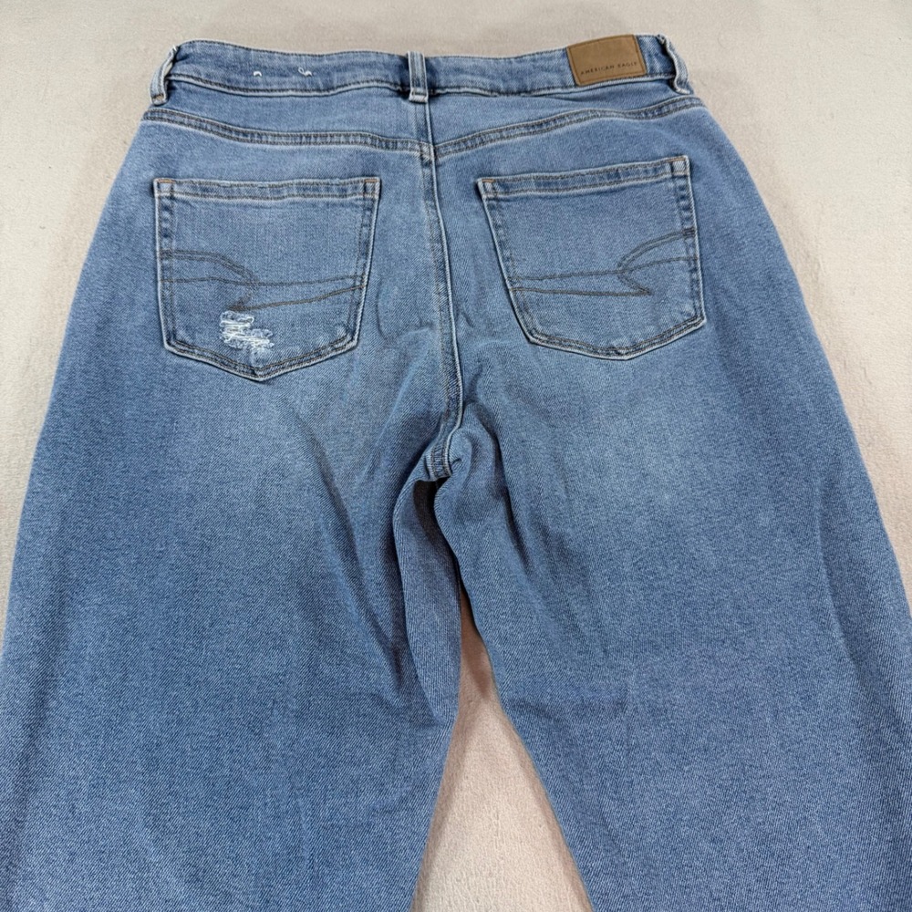 American Eagle Mom Jeans Womens 10 Tall High Rise Distressed Medium Wash - Picture 4 of 12